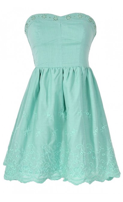 You and Eyelet Sage Embroidered Dress